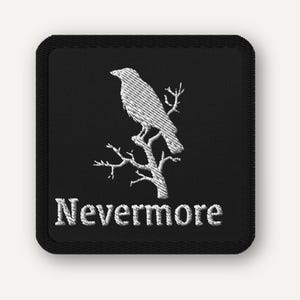 Nevermore Raven Patch – Gothic Literary Iron-On (3”)