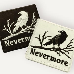 Nevermore Raven Patch – Embroidered Gothic Literature Iron-On, Edgar Allan Poe Inspired, Dark Academia