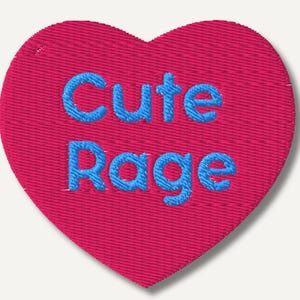 Embroidered Rage Heart Patch, Iron On or Velcro in Teal or Fuchsia