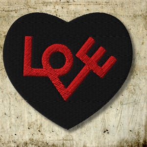 Red Heart Embroidered Patch: Folk Art Love Iron-On