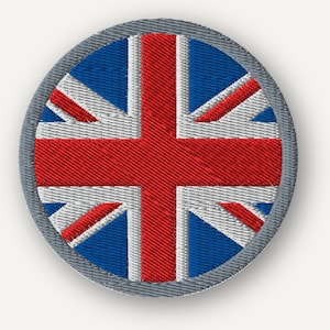 Parche bordado con la bandera británica Union Jack, redondo, para planchar o con cierre de velcro.