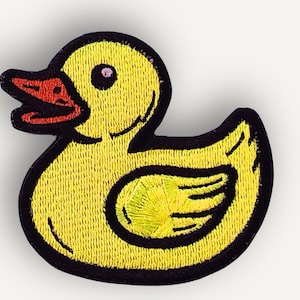 Yellow Rubber Duck Patch, Embroidered Iron-On in 2", 3", 4" Sizes