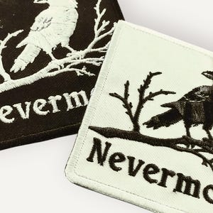Nevermore Raven Patch – Embroidered Gothic Literature Iron-On, Edgar Allan Poe Inspired, Dark Academia