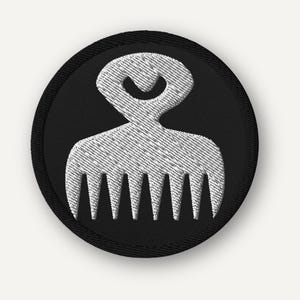 Adinkra Symbol Embroidered Patch — Duafe, African Beauty & Self‑Care Iron On pr Velcro