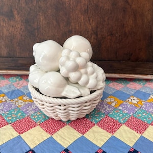 Vintage Italian porcelain woven fruit basket