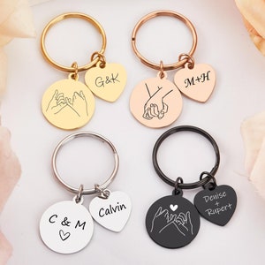 Personalized Initial Couple Keychain, Pinky Promise Keychain, Personalized Gift For Boyfriend Girlfriend, Valentine&#39;s Day Gift, Couple gifts