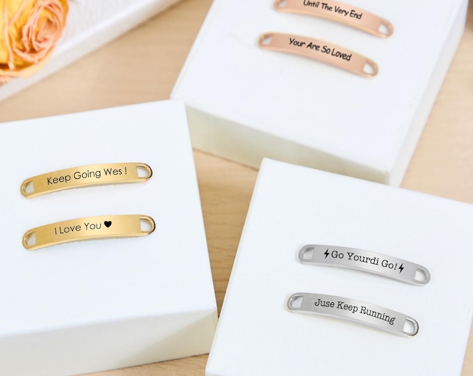 Personalised Metal Shoe Tags, Custom Running Shoe Tags, Metal Shoe Lace Charm, Marathon Gifts, Stainless Steel Laser Engraved Shoelace Tag