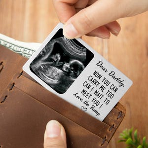 Carte portefeuille personnalisée fête des pères pour papa - cadeau de joyeux anniversaire - Surprise grand-père - échographie - 1er papa
