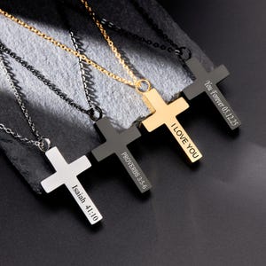 Personalized Cross Necklace, Boys Cross Necklace, Men&#39;s Cross Necklace, Baptism Gift for Kids, Cross Necklace, Christian Gifts, Gift for Son