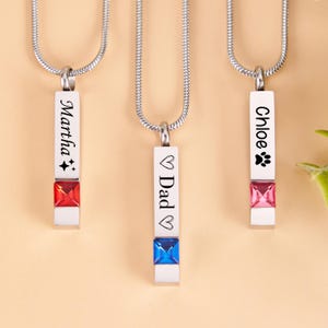 Personalized Urn Necklaces for Ashes, Memorial Ashes Necklace, Birthstone Ashes Necklace, Memorial Jewelry Gifts for Human or Dog Pets Ashes