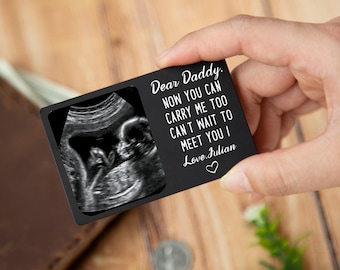 Custom Metal Ultrasound Photo Wallet Card, New Baby Sonogram Gift, First Father's Day Gifts, New Dad Gift for Husband, Dad To Be Gift