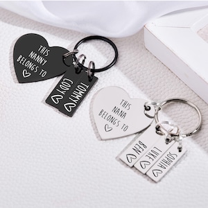 Mothers Day Gift Present Mummy Family Keyring Set, Nanny, Daddy, Mum, Mom and Close Relatives with Personalised Name Tags Engraved Gifts
