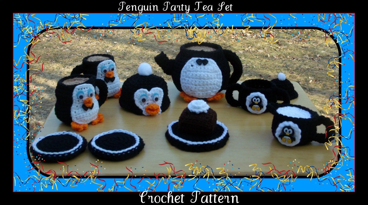 Penguin Party Tea Set Crochet Pattern Etsy