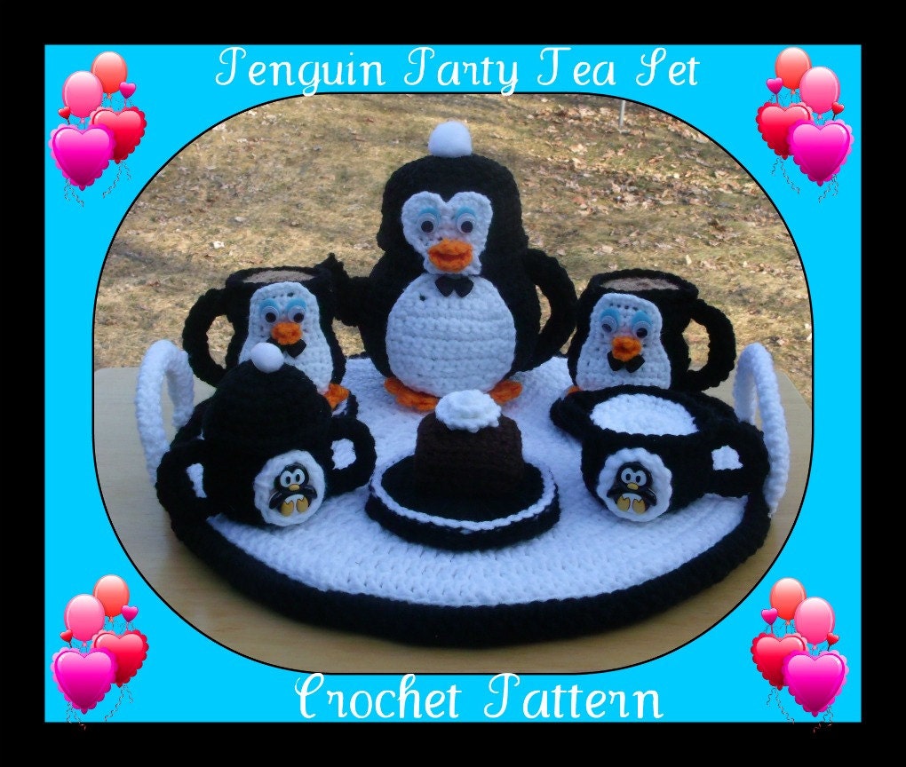 Penguin Party Tea Set Crochet Pattern Etsy