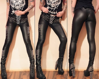 Kissin' Bombs CUSTOM studded fauxleather pants