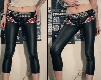 Kissin' Bombs fauxleather lightningbolt pants