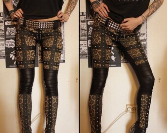 Kissin' Bombs custom made studded leopard pants