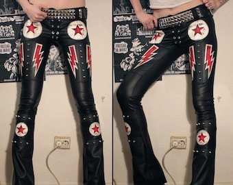 Kissin' Bombs Custom Made studded lightningbolt pants