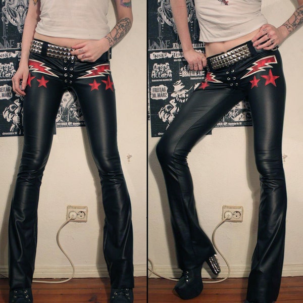 Kissin' Bombs fauxleather lightningbolt pants