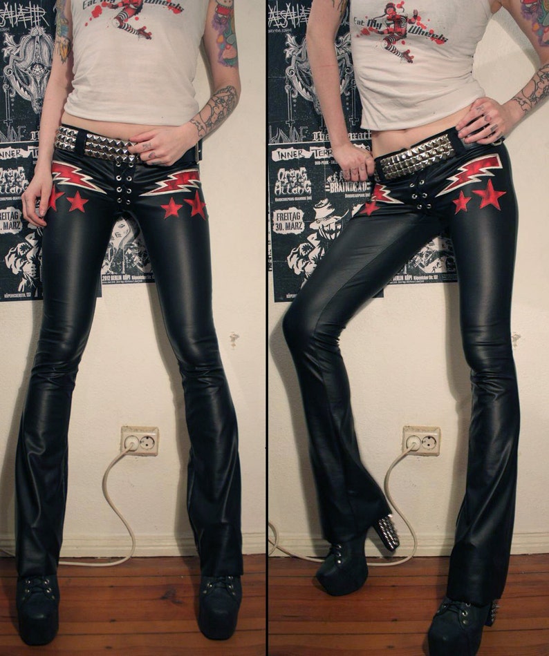 Kissin' Bombs fauxleather lightningbolt pants image 1