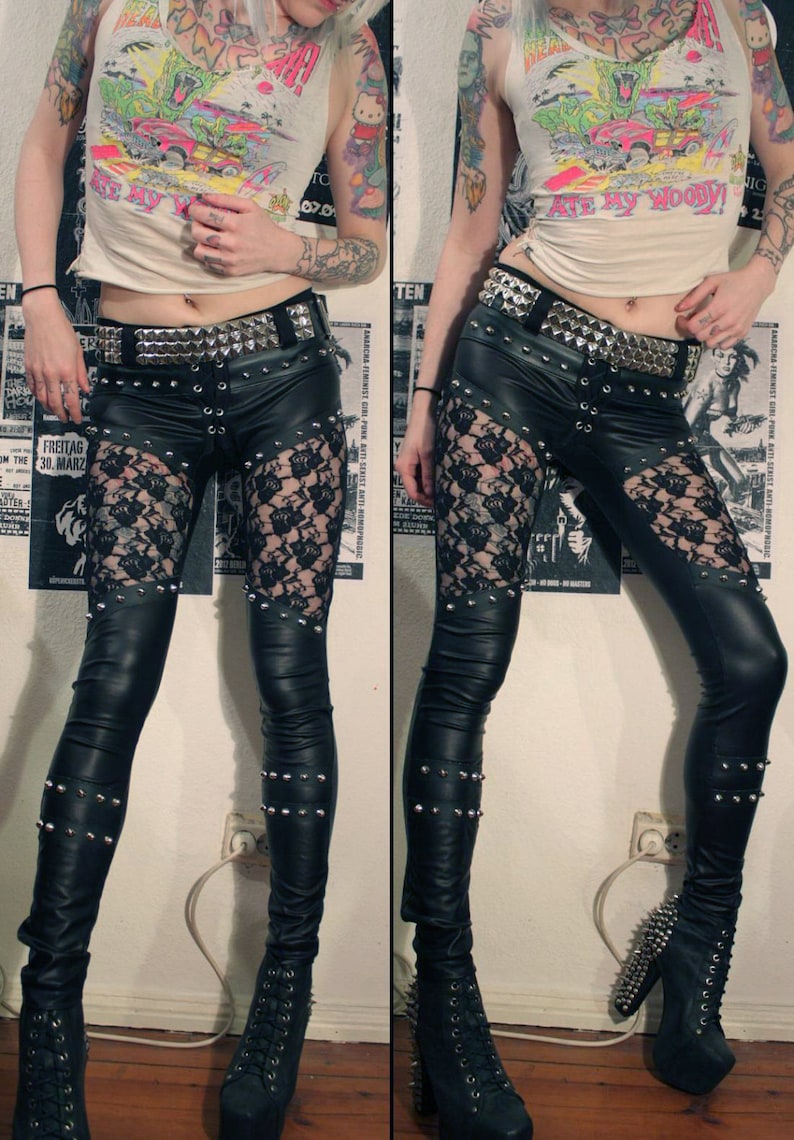 Kissin' Bombs studded fauxleather lace pants image 1