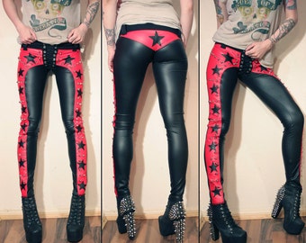 Kissin' Bombs CUSTOM MADE studded fauxleather pants with stars