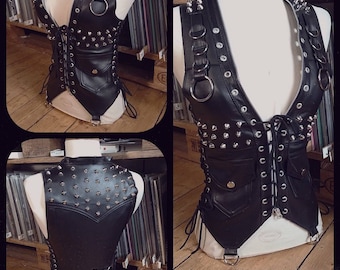 Kissin Bombs CUSTOM MADE studded fauxleather vest with lacings