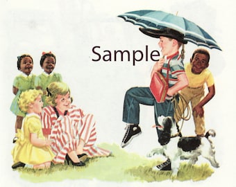 Vintage Multi Racial Dick & Jane Pictures 4: Instant Download