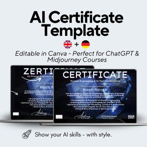 AI Prompt Engineering Certificate Template | Editable Canva | Digital Download for Course Creators, Coaches & ChatGPT Trainers