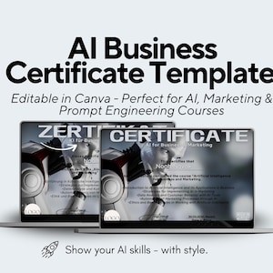 AI Business Marketing Certificate Template | KI Marketing Zertifikat Canva Template - AI Program