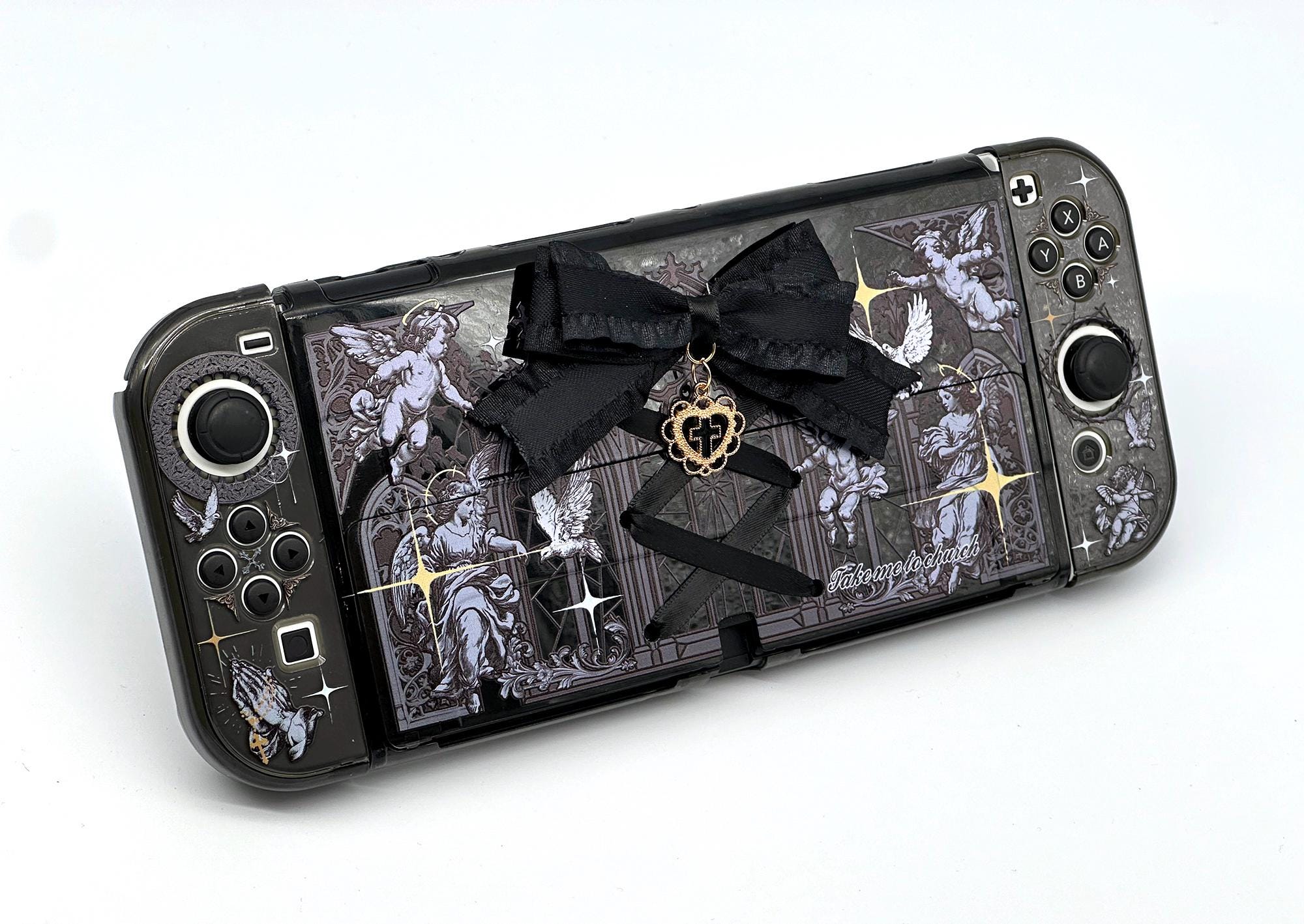 Gothic Switch Case With Ribbon Bow & Metal Pendant, Semi