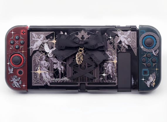 Gothic Switch Case With Ribbon Bow & Metal Pendant, Semi