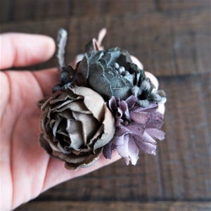 fabric rose brooch, vintage style, rustic rose