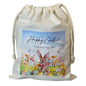 2025 Personalised Easter Rabbit Gift Bag  Easter Bag, Treat Bag, Snacks, Easter Egg Hunt Trail Bag Basket Bucket, Children, Boy, Girl, Bunny