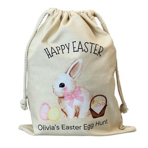 2025 Personalised Easter Rabbit Gift Bag  Easter Bag, Treat Bag, Snacks, Easter Egg Hunt Trail Bag Basket Bucket, Children, Boy, Girl, Bunny
