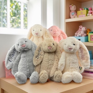Embroidered Bunny Rabbit Personalized Plush Bunny Rabbit Monogrammed Bunny Easter Bunny Toy Newborn Gift Baby Shower Gift,Gift for Kids Baby