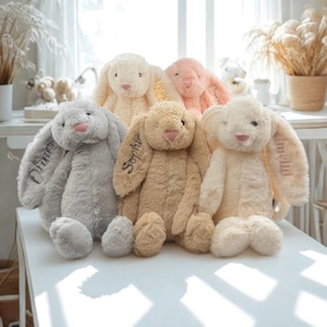 Embroidered Bunny Rabbit Personalized Plush Bunny Rabbit Monogrammed Bunny Easter Bunny Toy Newborn Gift Baby Shower Gift,Gift for Kids Baby