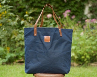 Waxed Canvas Market Bag, Large Tote Bag, Handcrafted in USA