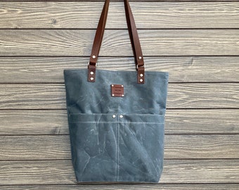 Waxed Canvas Tote, Shoulder Bag, Handcrafted in USA