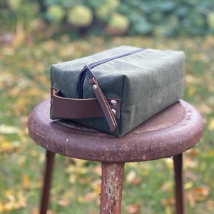 Waxed Canvas Dopp Kit, Toiletries Bag, Make-up Bag, Travel Kit, Handcrafted in USA image 4
