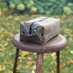 Waxed Canvas Dopp Kit, Toiletries Bag, Make-up Bag, Travel Kit, Handcrafted in USA image 3