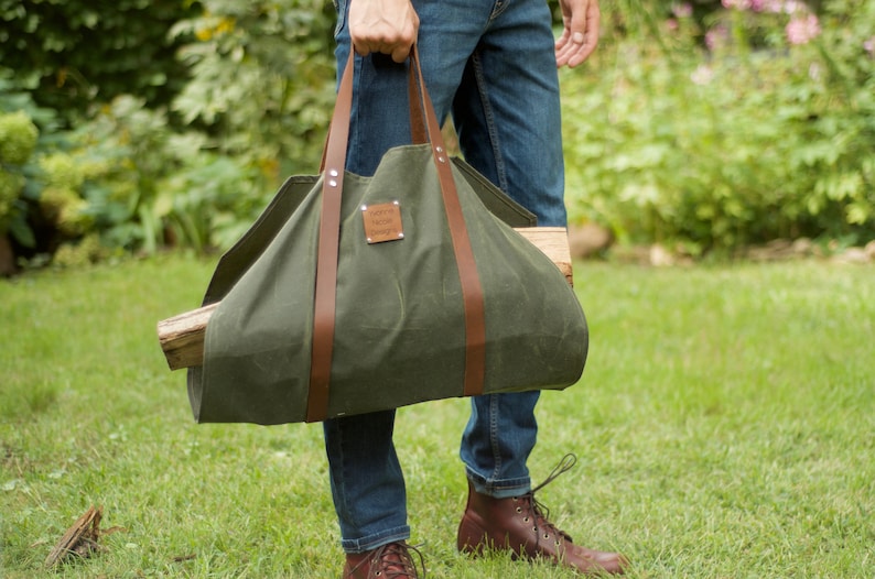 Waxed Canvas Firewood Carrier, Log Holder, Handcrafted in USA Etsy