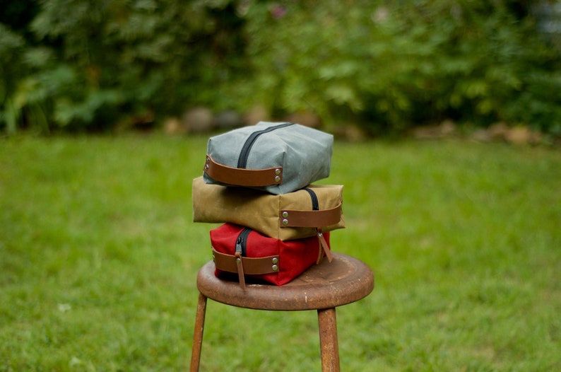 Waxed Canvas Dopp Kit, Toiletries Bag, Make-up Bag, Travel Kit, Handcrafted in USA image 1