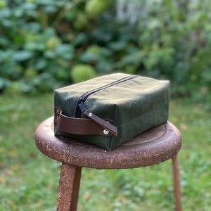 Waxed Canvas Dopp Kit, Toiletries Bag, Make-up Bag, Travel Kit, Handcrafted in USA image 6