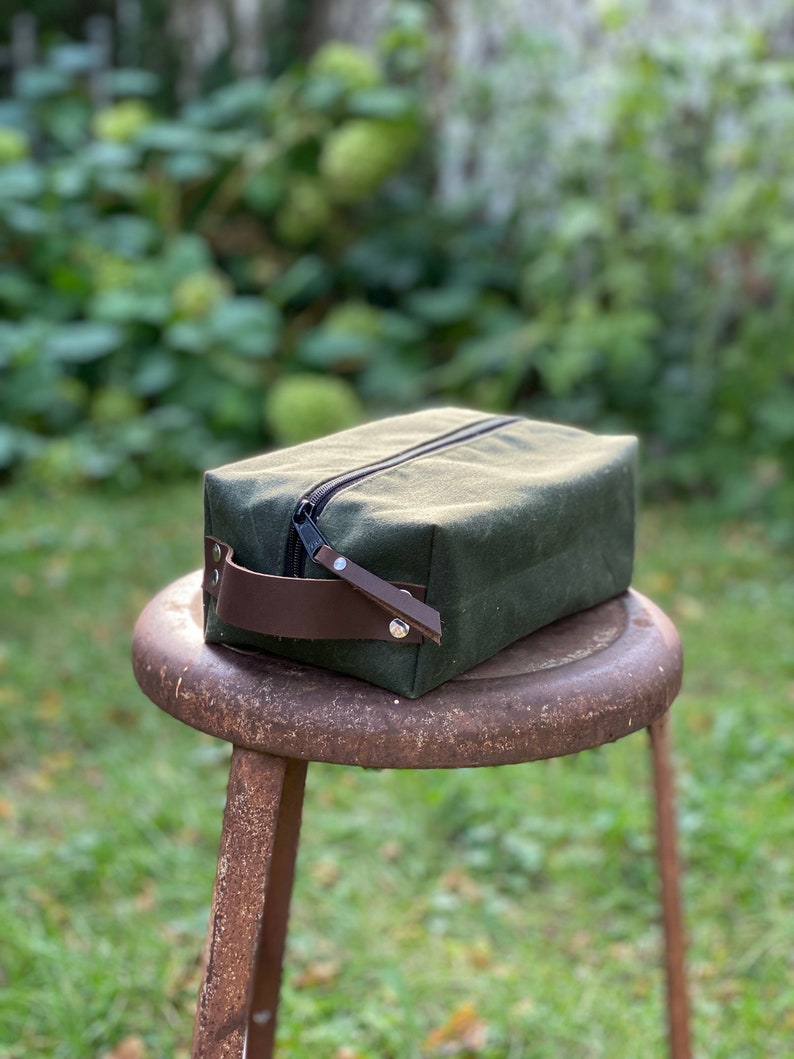 Waxed Canvas Dopp Kit, Toiletries Bag, Make-up Bag, Travel Kit, Handcrafted in USA image 6