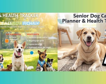 Senior Dog Care Planner | Health Tracker, Medication Log (Printable PDF)