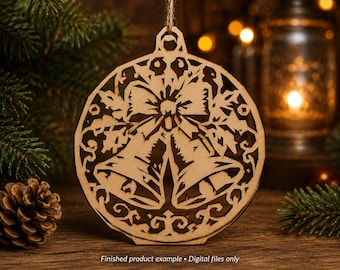 25 Christmas Laser Cut SVG Bundle, Ornament Designs, Commercial Use (Digital Download)