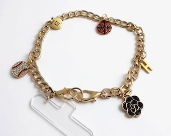 Llavero de cadena de teléfono dorado personalizado con dije de inicial, correa de muñeca para teléfono, dije de bolso personalizado, cordón, regalo de funda de teléfono