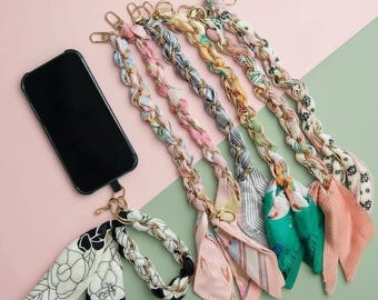 Correa de muñeca para teléfono personalizada con dije de inicial, linda correa de tela para muñeca, cordón con dije de teléfono personalizado, llavero de regalo para ella