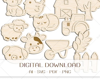 Farm Animal Play Tray SVG Laser Cut File: Montessori Toddler Activity (Digital Download)